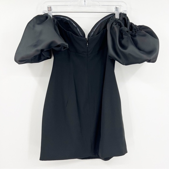 Ronny Kobo Gioia Black Puff Sleeve Mini Dress Size M LBD NYE Night Out - Picture 8 of 9